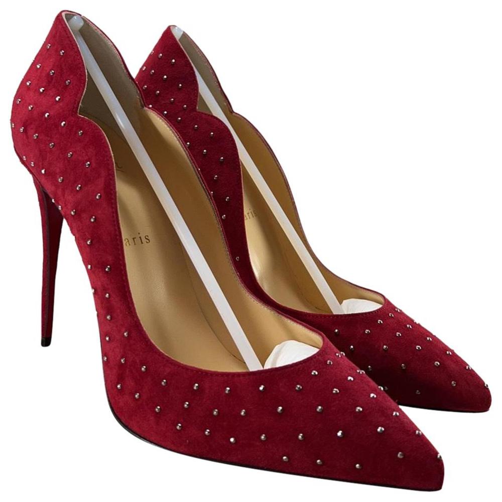 Hot Chick Plume 100mm Carmen Silver Red Suede Heels Pumps D920